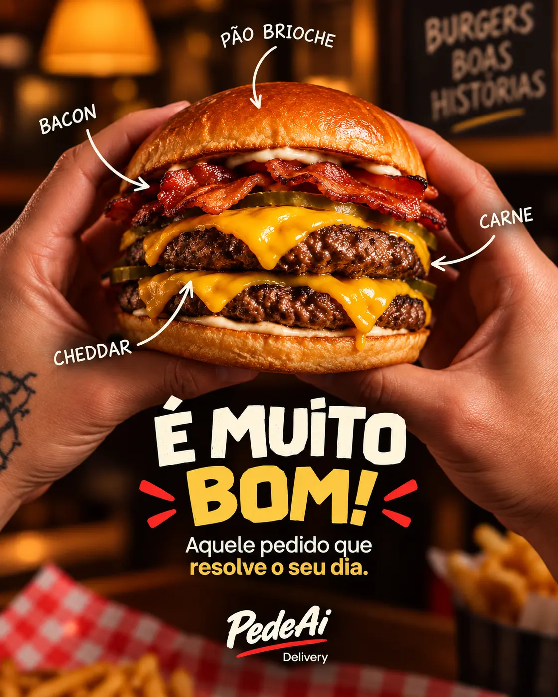 Hambúrguer artesanal em destaque